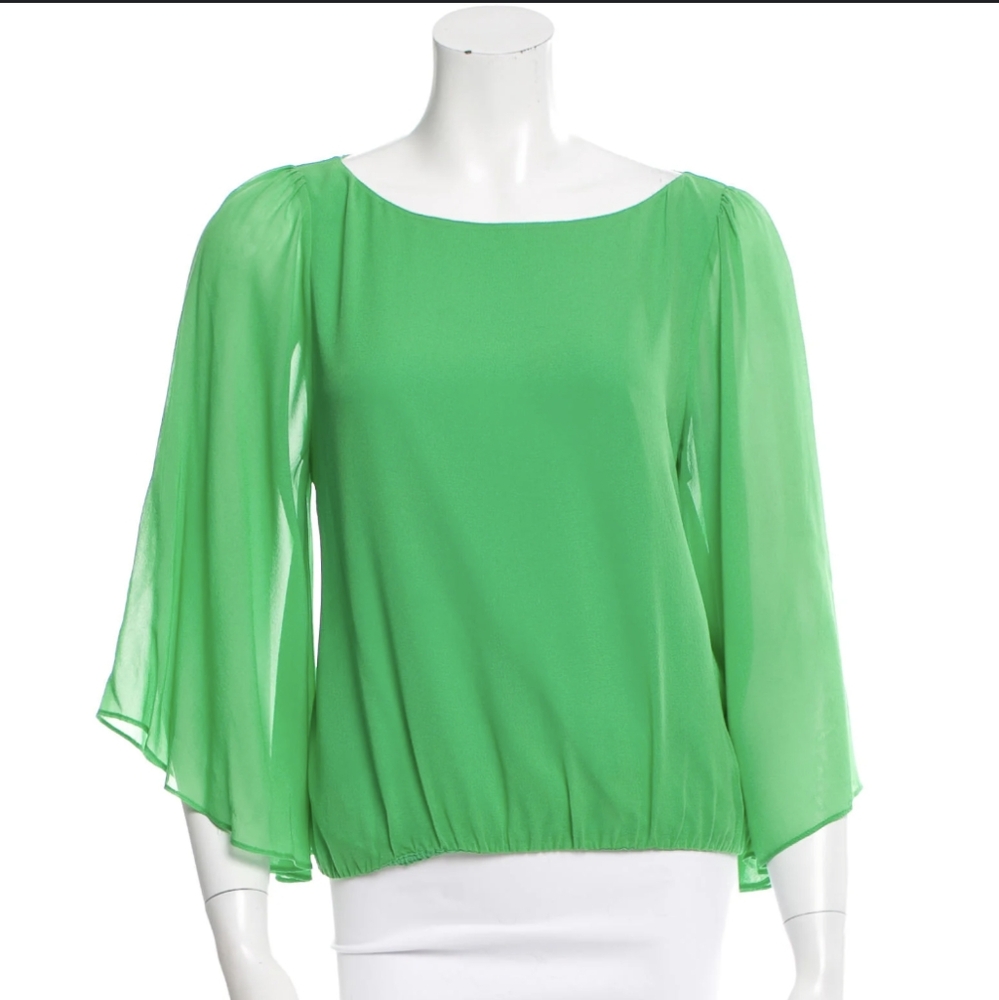 Alice + Olivia Choir Boy Sleeve Silk Top